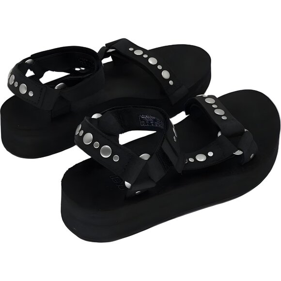 Teva Midform Universal Studded Black Platform Sandals Women US 5M EU 36 - Picture 3 of 6